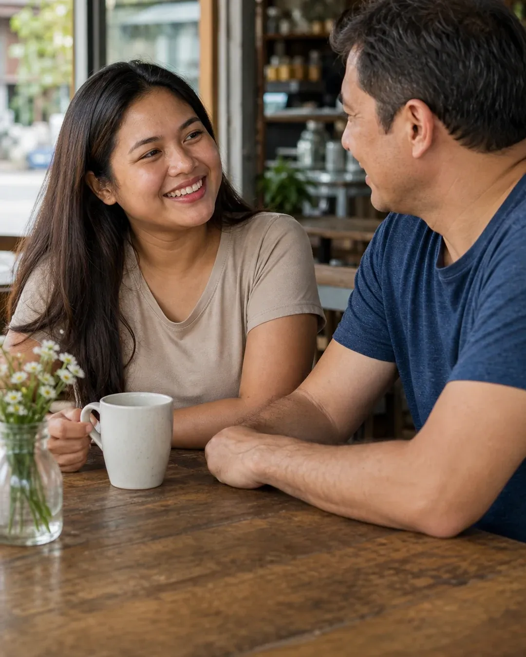 A Filipina woman having a genuine conversation online