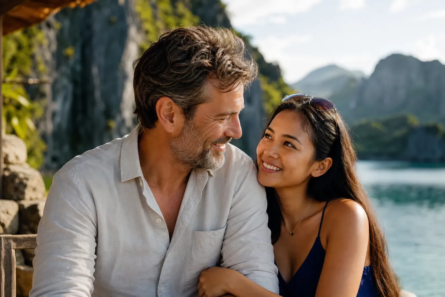 A couple having an honest conversation about a serious Filipina relationship