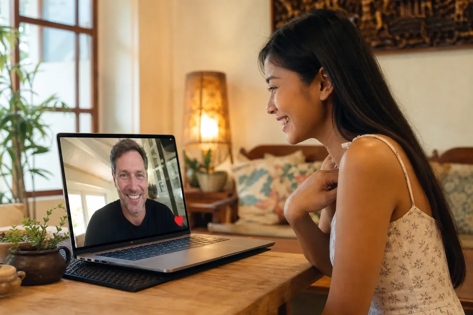 Editorial image representing a first dating video call